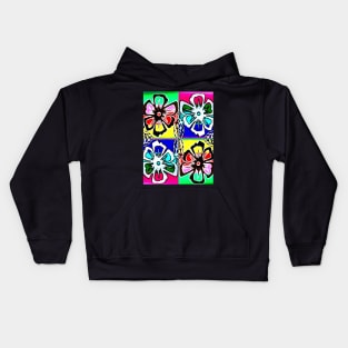 Flowers 2 Neon Pop Art Kids Hoodie